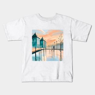 Girl walking Abstract pastel Watercolor painting Kids T-Shirt